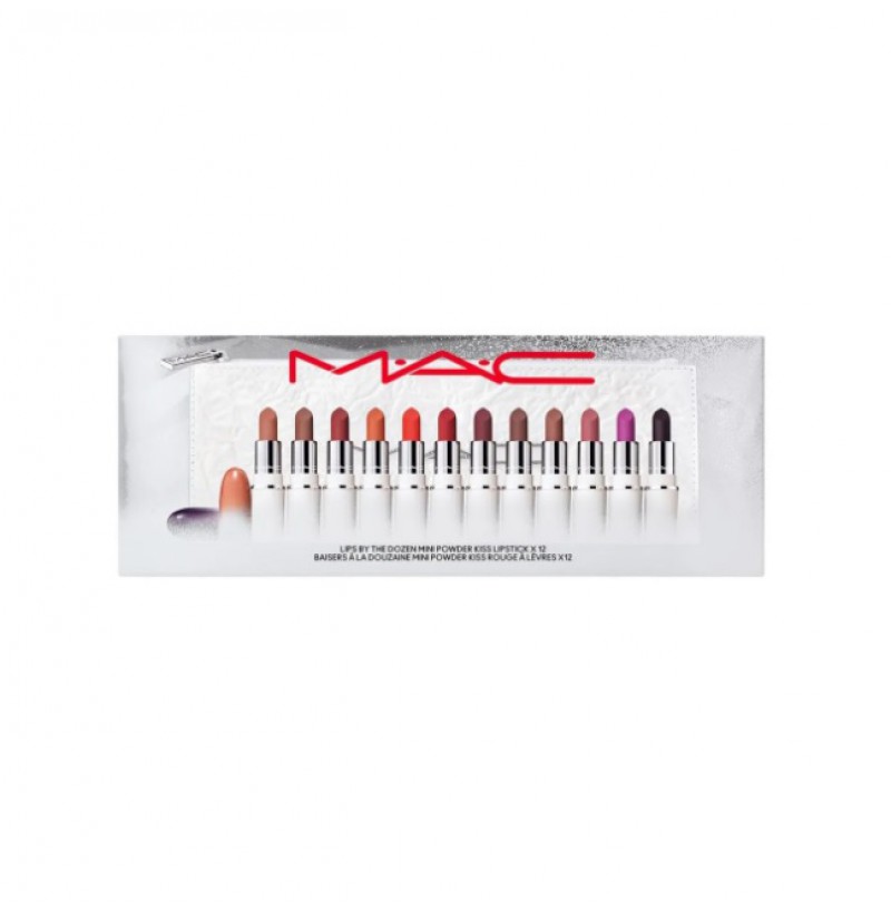 MAC Lips By The Dozen Mini Powder Kiss Lipstick Set 12Pcs