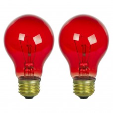 NEW (PACK OF 2) 25W 120V INCANDESCENT A19, E26 BASE TRANSPARENT RED LIGHT BULB