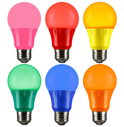 3W LED A15 COLORED LIGHT BULB, NON-DIMMABLE, E26 MEDIUM BASE, PARTY BULBS