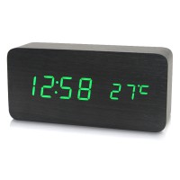 Electronic Digital Wooden Alarm Clock / Temperature/ Date Display