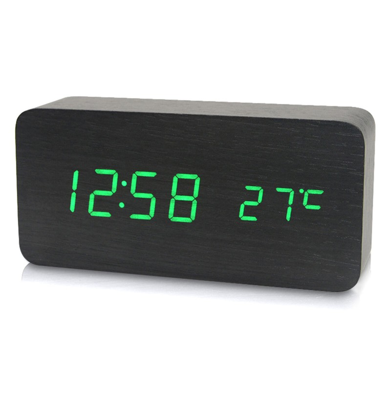 Electronic Digital Wooden Alarm Clock / Temperature/ Date Display