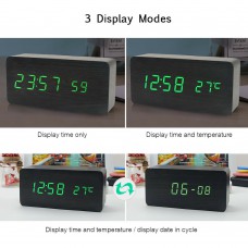 Electronic Digital Wooden Alarm Clock / Temperature/ Date Display