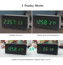 Electronic Digital Wooden Alarm Clock / Temperature/ Date Display