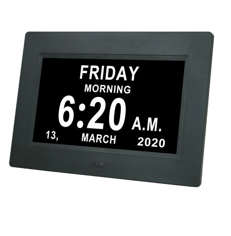 7 "Inch Digital Clock Calendar with Date Day Reminder 12H 24H 2 Modes 1024x600