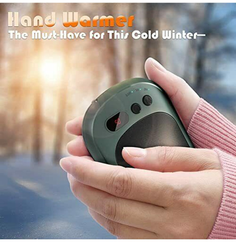 Hand Warmers Rechargeable, Electric Hand Warmer 10000mAh Power Bank Dark Green