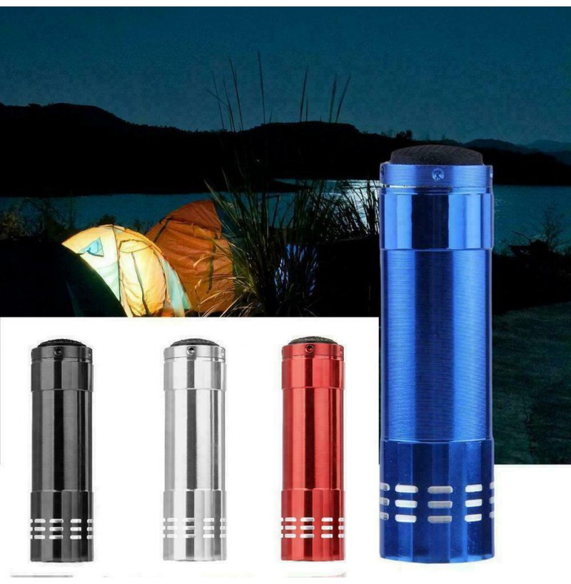 Mini Ultra Bright Aluminum 9 LED Flashlight UV Camping Light Torch Lamp L FAST