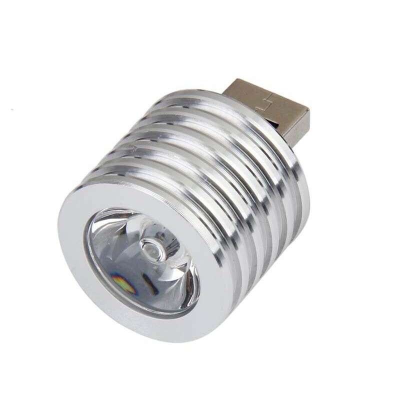 Aluminum 3W USB LED Lamp Socket Spotlight Flashlight White Light