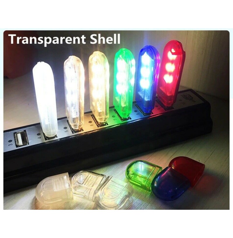 LED USB Notebook Lamp Reading Light Laptop Computer Pc Mini Night Gadget Bulb (Transparent)